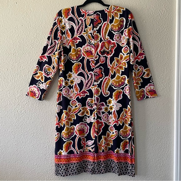 Donna Morgan Sleek Shift Dress Women’s 14 Floral Print V Neck 3/4 Sleeve Slinky - Picture 10 of 14